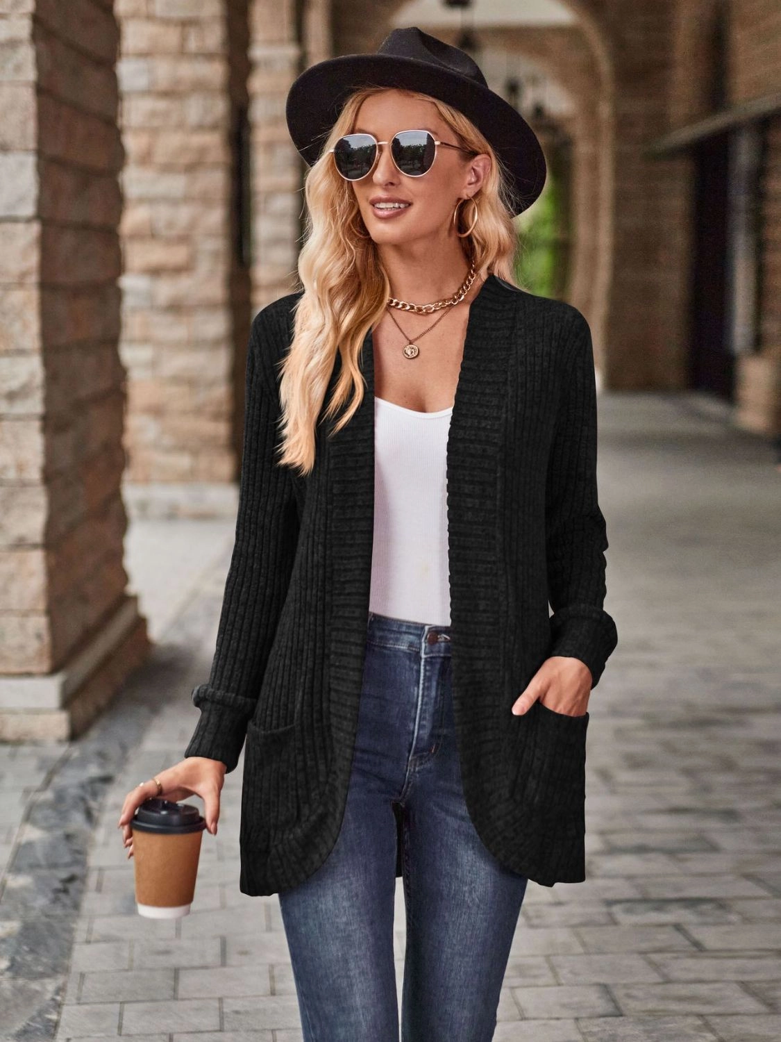 Exclusive Hot Pick Open Front Cardigan With Pockets
