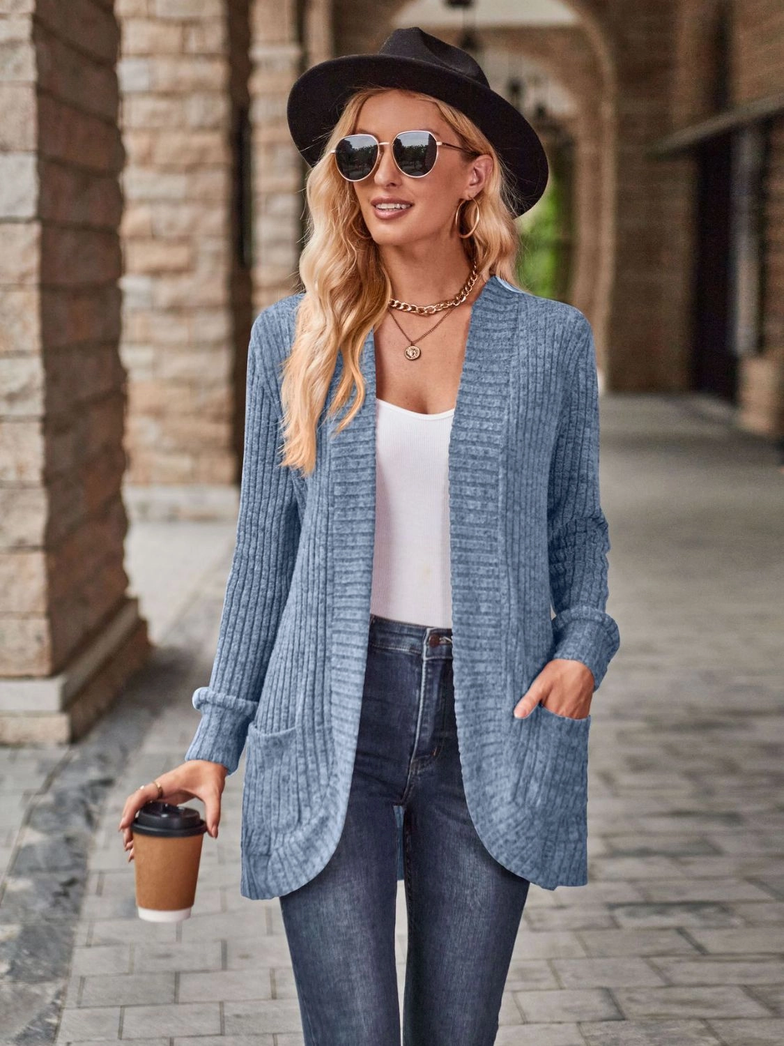 Sale Ending Soon Open Front Cardigan With Pockets