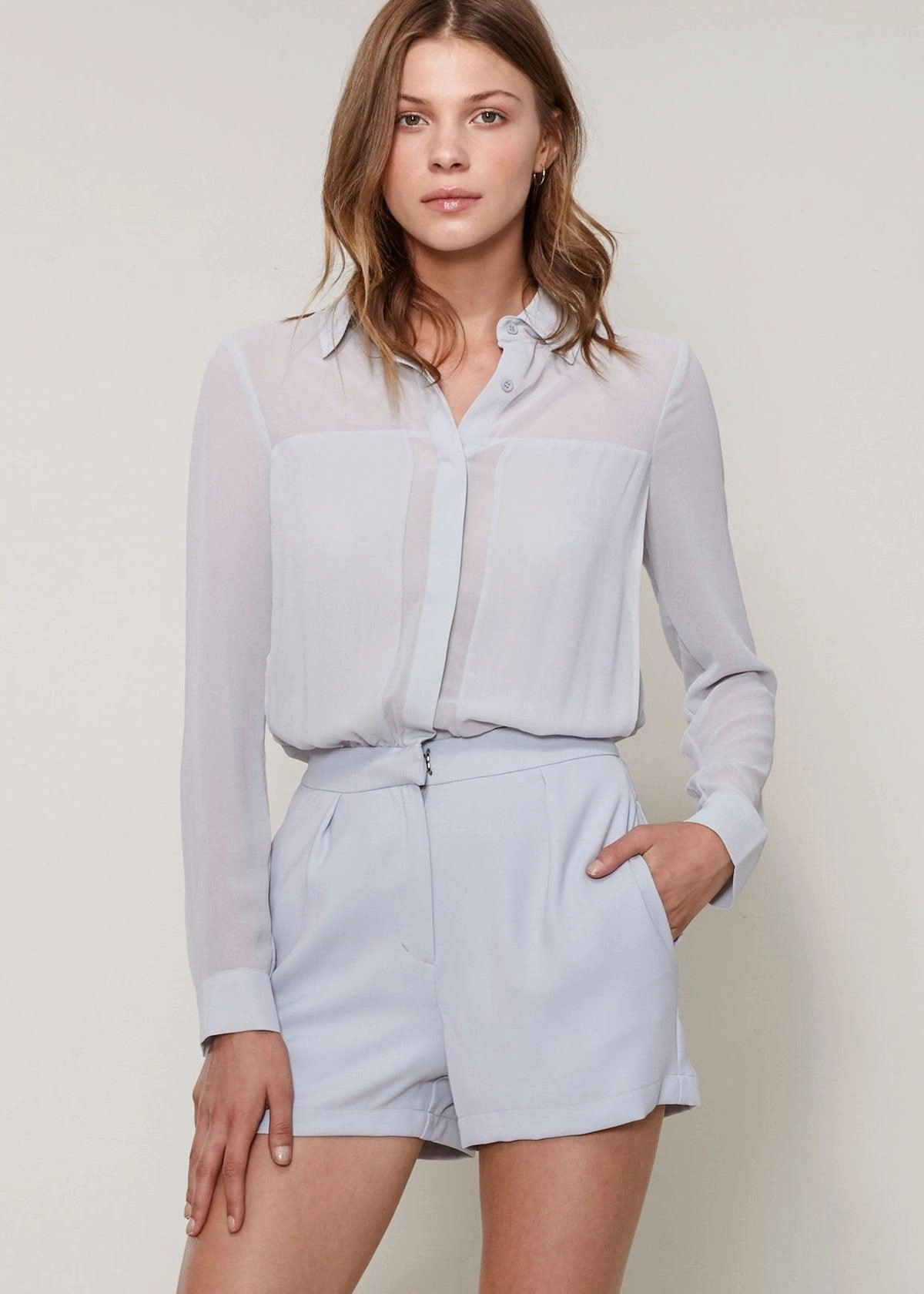 Hot Pick Online Women'S Pleated Button Up Romper In Slate By Shop At Konus