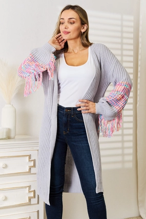 Woven Right Fringe Sleeve Dropped Shoulder Cardigan Flash Deal Alert Daily Deal Frenzy