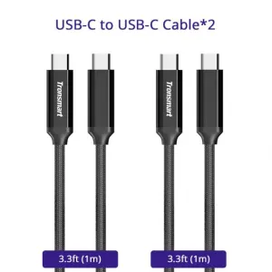Hot Pick Sale Tronsmart Cpp2 Powerlink Braided Nylon Usb C To Usb C 2.0 Cable 3.3 Feet 2 Pack