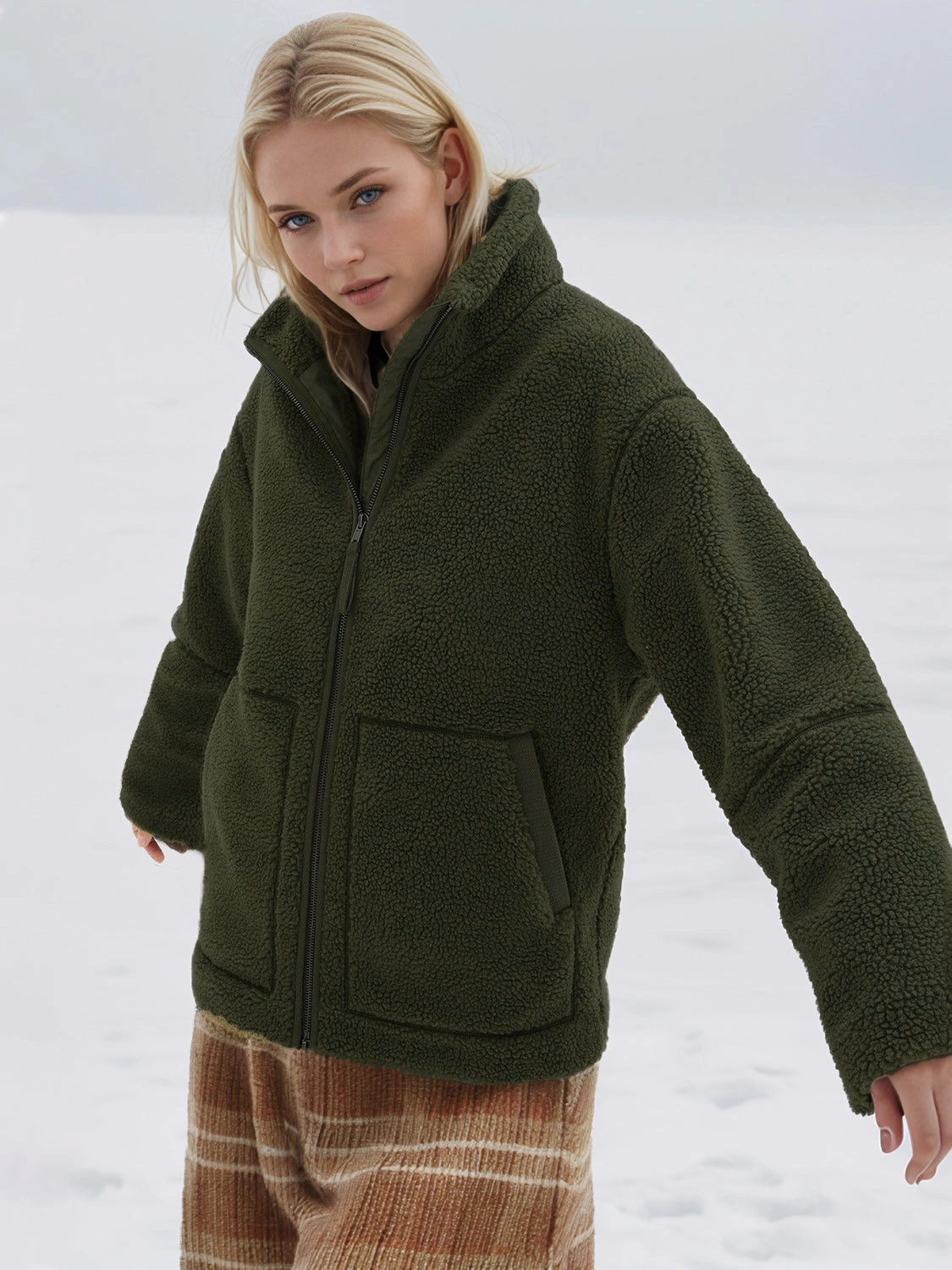 Turtleneck Zip Up Long Sleeve Plush Jacket Dont Miss This Offer Hot Picks Today