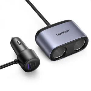 Trendy Picks Today Ugreen 30886 With 2 Extended Sockets Usb A   Usb Type C Car Charger