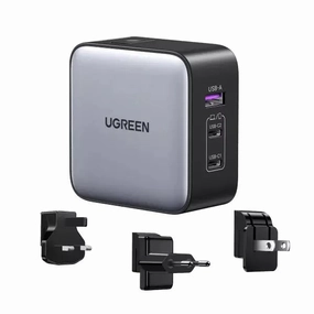 Weekend Sale Special Best Deal Today Ugreen 90409 65W Nexode Gan Usb C 3-Port Charger With Us/Uk/Eu Plug For Travel