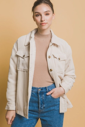 Mega Hot Offer Big Savings Today Love Tree Corduroy Button Up Jacket With Sherpa Inside