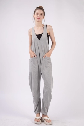 Mega Discount Event Dont Miss Big Savings Very J  Plunge Sleeveless Jumpsuit With Pockets