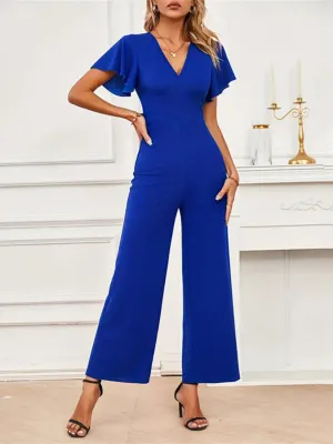 V-Neck Flutter Sleeve Jumpsuit Today Only Steal