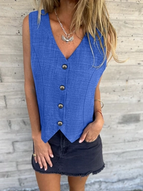V-Neck Button Up Vest Coat Todays Mega Savings Big Hot Sale