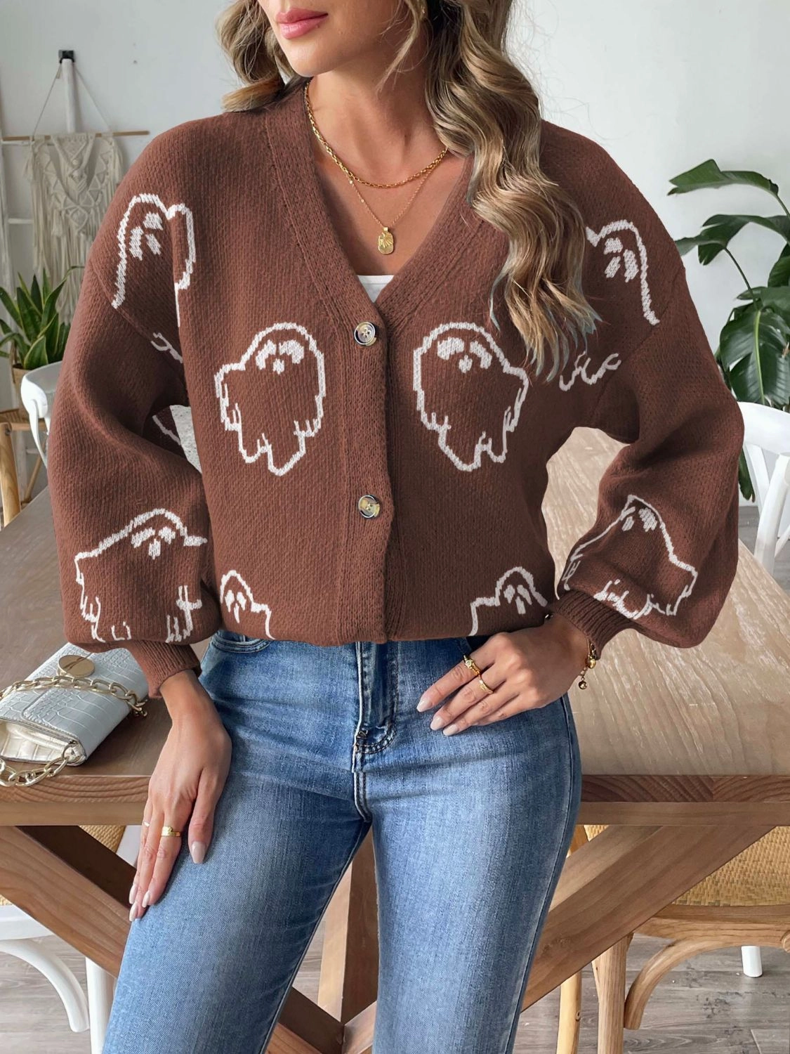 Weekend Flash Offer Hot Offer Ending Soon V-Neck Dropped Shoulder Cardigan