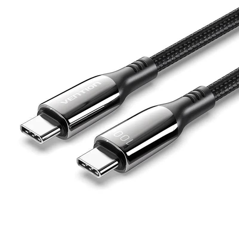 Vention Ctkbav Cotton Braided Usb 2.0 C Male To C Male 5A Cable Black 1.2M Exclusive Holiday Deal Shop Save Today
