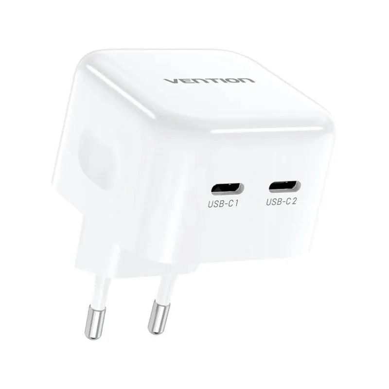 MustHave Steals Vention Fbpw0 2-Port Usb-C 35W Gan Charger Eu White