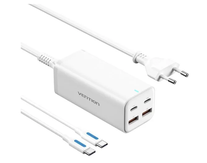 Vention Fbswg 4-Port Usb (C C A A) Gan Charger (100W/100W/18W/18W) Eu White Mega Discount Event