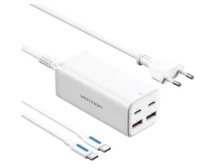Vention Fbswg 4-Port Usb (C C A A) Gan Charger (100W/100W/18W/18W) Eu White Mega Discount Event