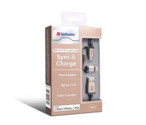 Verbatim 64830 120Cm Metallic 2-In-1 Cable - Gold Todays Special Picks Flash Deal Today