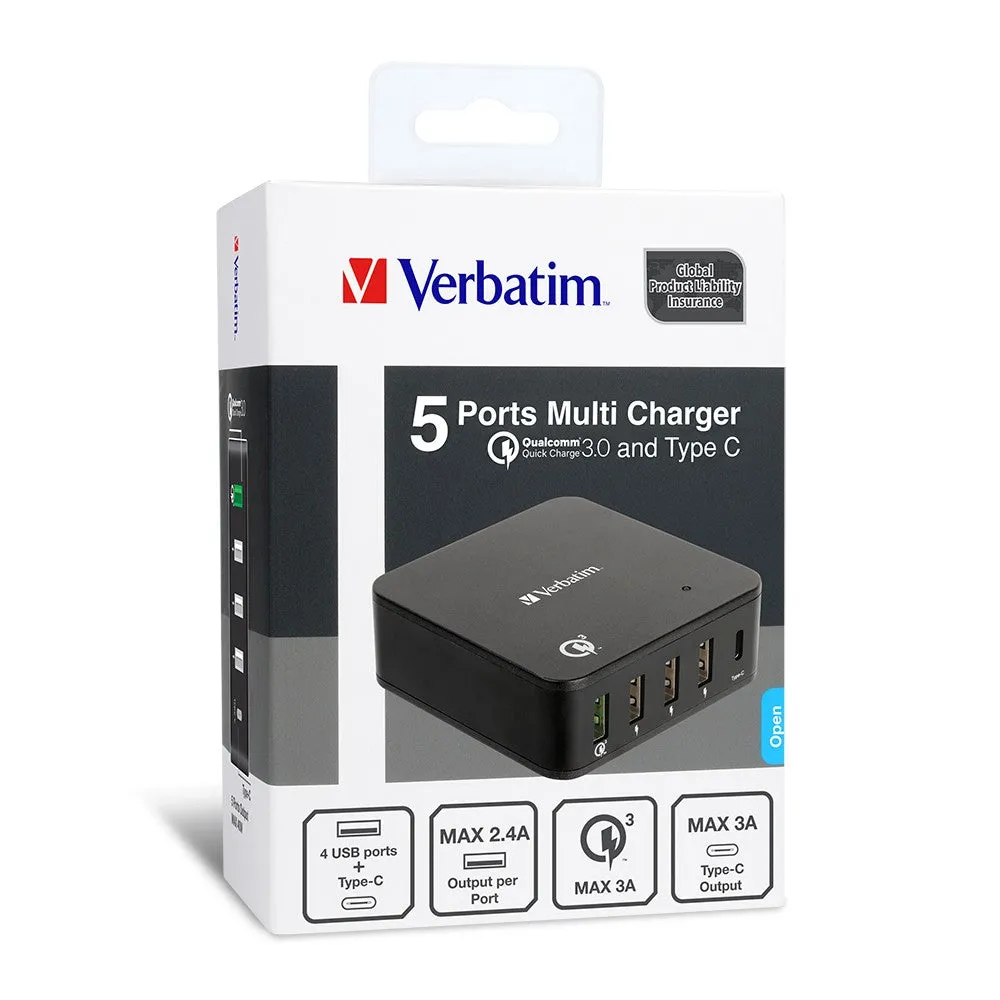 Online Exclusive Savings Verbatim 65396 5 Ports Qc 3.0 Multi Charger
