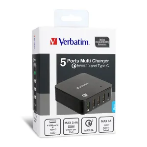 Online Exclusive Savings Verbatim 65396 5 Ports Qc 3.0 Multi Charger