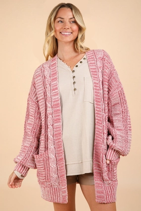 Exclusive Online Offer Very J Cable Knit Open Front Cardigan