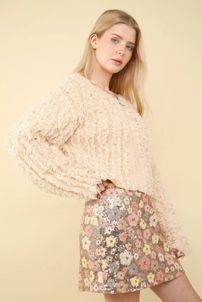 Very J Shaggy Yarn Knit Zip Up Jacket Big Sale Today