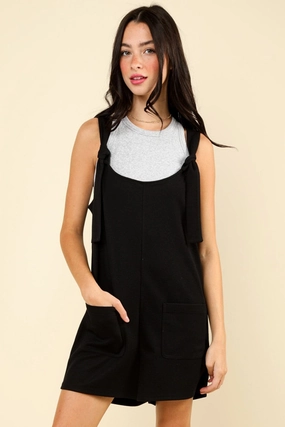 Very J Tie Shoulder Front Pocket Romper Limited Time Discount Save Today Only