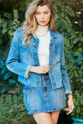 Dont Miss This Offer Biggest Savings Now Veveret Button Up Raw Hem Denim Jacket