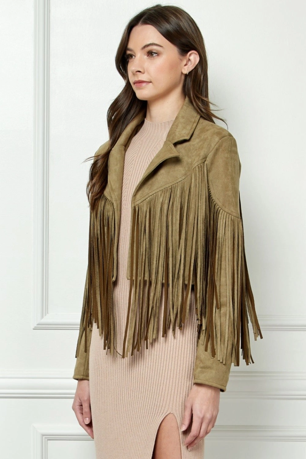 Save Today Only Hot Sale Today Veveret Suede Fringe Long Sleeve Moto Jacket