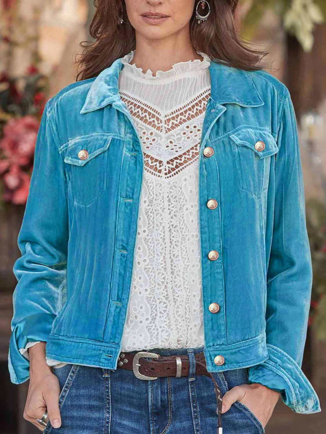 Todays Steal Button Up Long Sleeve Jacket With Chest Pockets