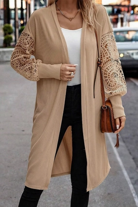 Flash Sale Alert Open Front Lace Lantern Sleeve Cover-Up