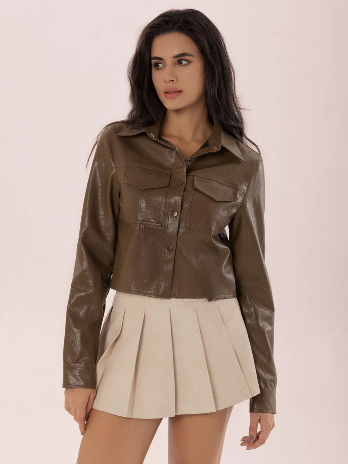 Today Only Hot Sale Collared Neck Snap Down Long Sleeve Jacket