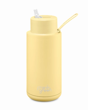 Shop Grab Now Limited Stock Alert Frank Green Ceramic Reusable Bottle 34Oz/1 Litre With Straw Lid - Buttermilk Yellow