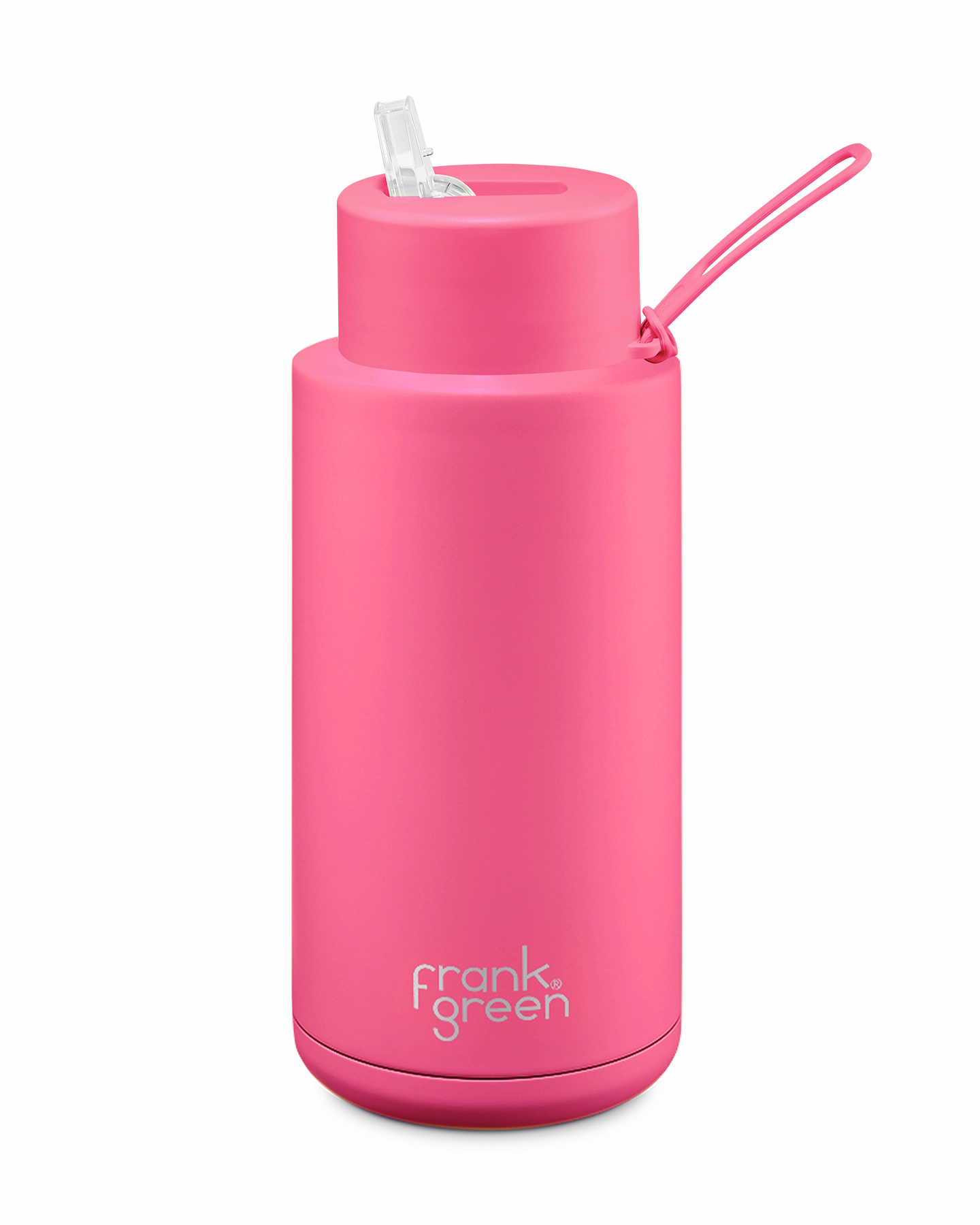 Shop Save Big Trending Today Steal Frank Green Ceramic Reusable Bottle 34Oz/1 Litre With Straw Lid - Neon Pink