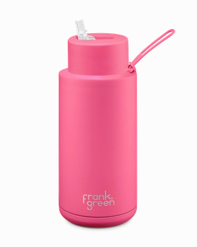 Shop Save Big Trending Today Steal Frank Green Ceramic Reusable Bottle 34Oz/1 Litre With Straw Lid - Neon Pink