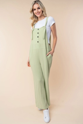 Shop Save Big Special Deals Online White Birch Texture Sleeveless Wide Leg Jumpsuit