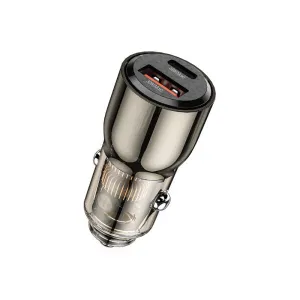 Wiwu Wi-Qc012 95W Pd Qc Kirsite Geek Fast Car Charger Usb Type C - Transparent Black Trending Now Offer Best Seller Deal