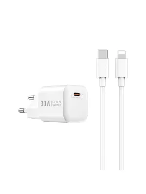 Wiwu Wi-U006 C-L 30W Pd Fast Charger Eu With Usb C To Lightning Best Deal Online