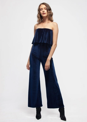 Trending Savings Now Women'S Ribbed Velvet Tube Top Jumpsuit In Ultra Marine By Shop At Konus