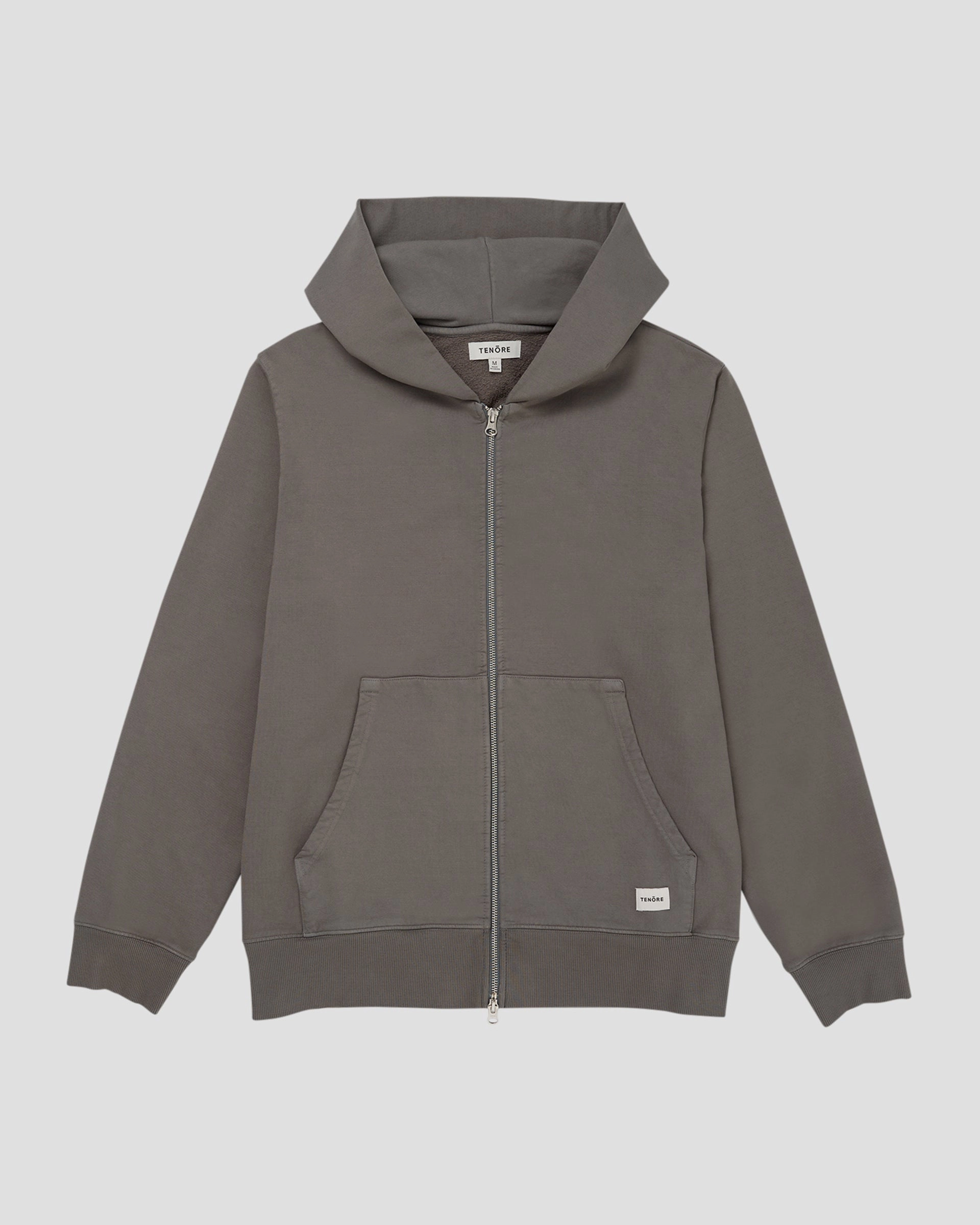 Today Only Discount Woven Label Fleece Zip Through Hoodie - Lead
