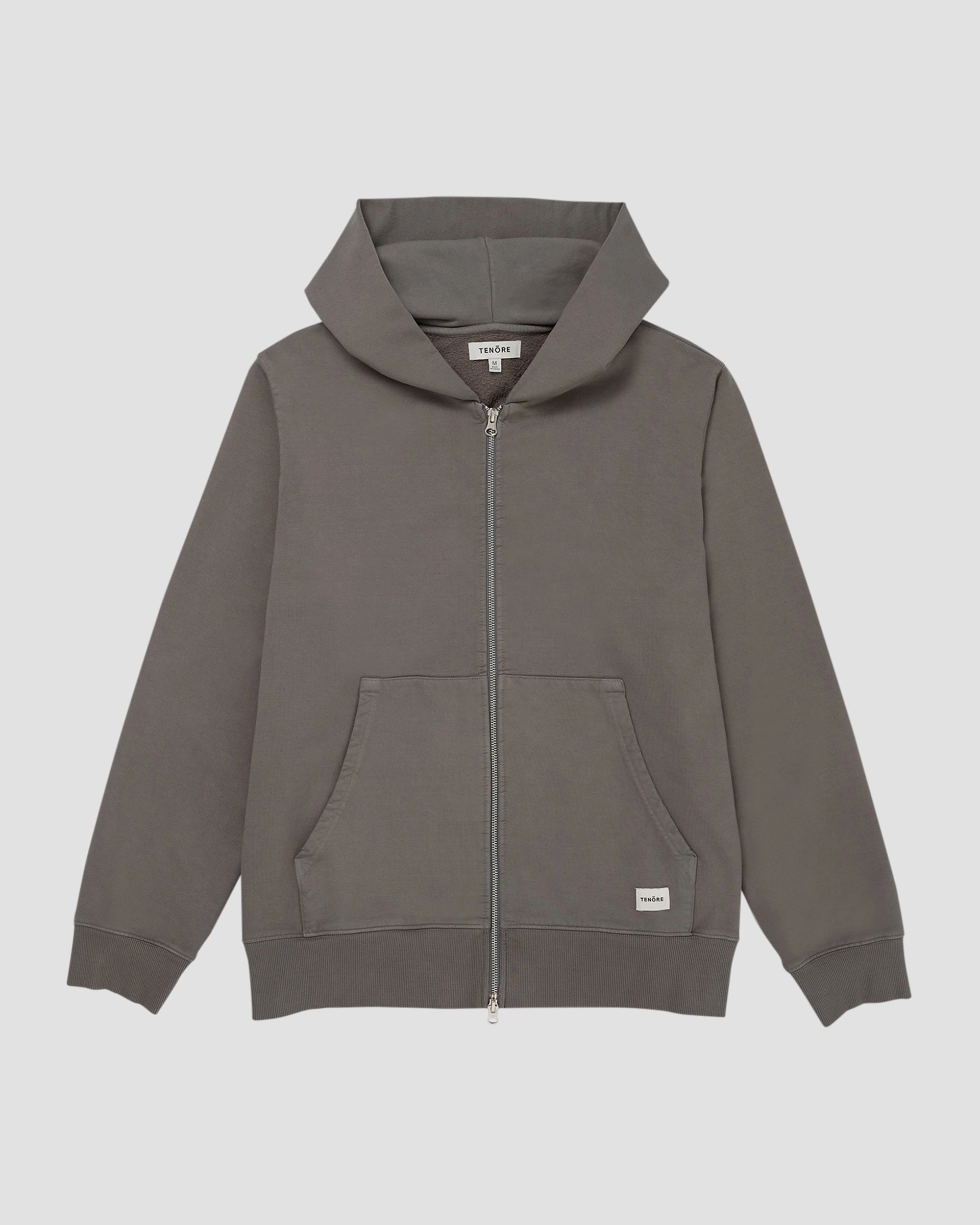 Woven Label Fleece Zip Through Hoodie - Lead Shop Now Save