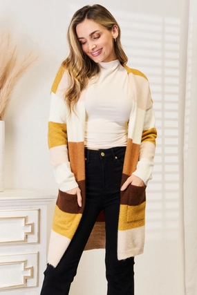 Woven Right Color Block Dropped Shoulder Cardigan Grab Save Today