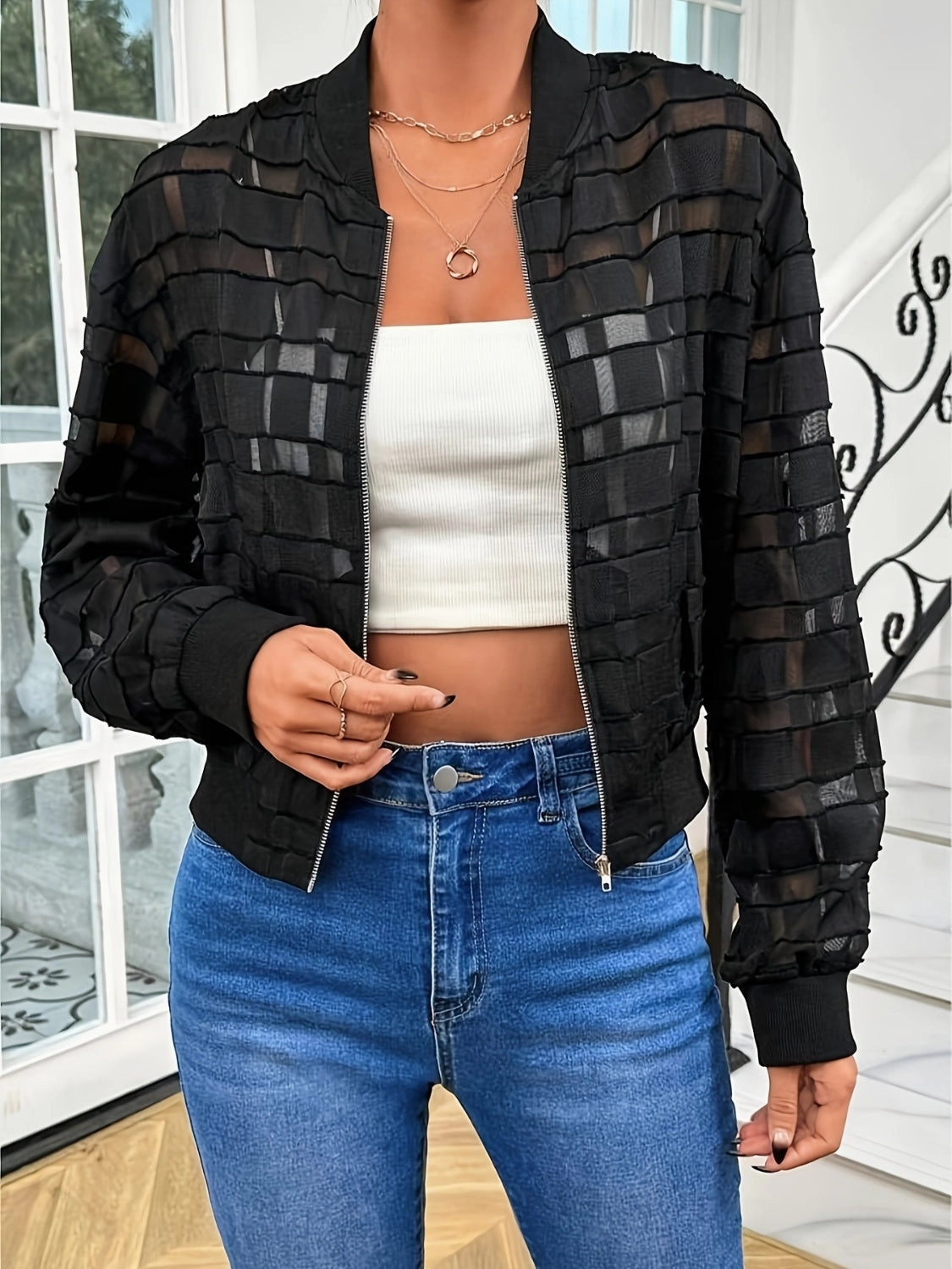 Zip Up Baseball Collar Outerwear Online Exclusive Offer