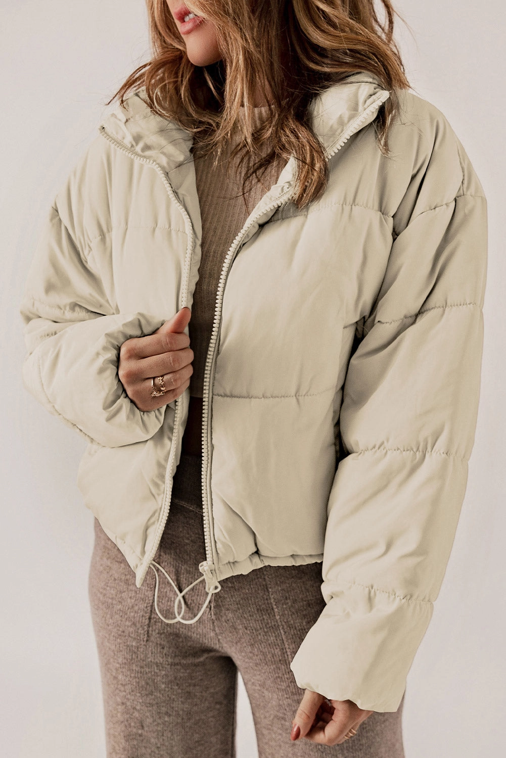 Flash Offer Today Clearance Alert Now Zip Up Collared Neck Long Sleeve Winter Coat