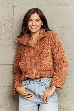 Zip-Up Collared Teddy Jacket MustHave Items Save More Now