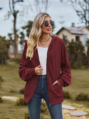Today Only Steal Trending Offer Today Zip Up Drawstring Long Sleeve Hooded Jacket