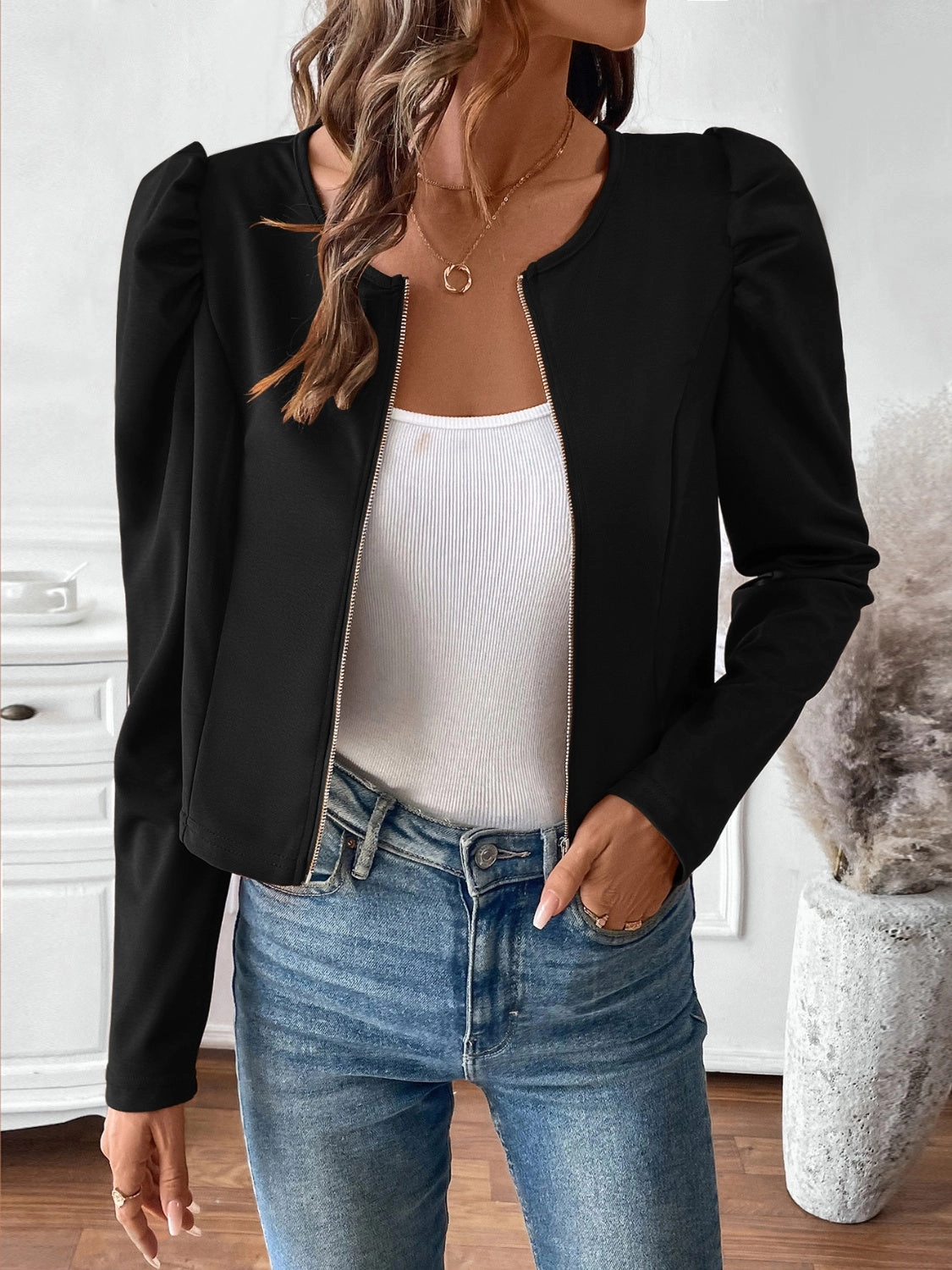 Zip Up Long Sleeve Jacket Limited Time Offer