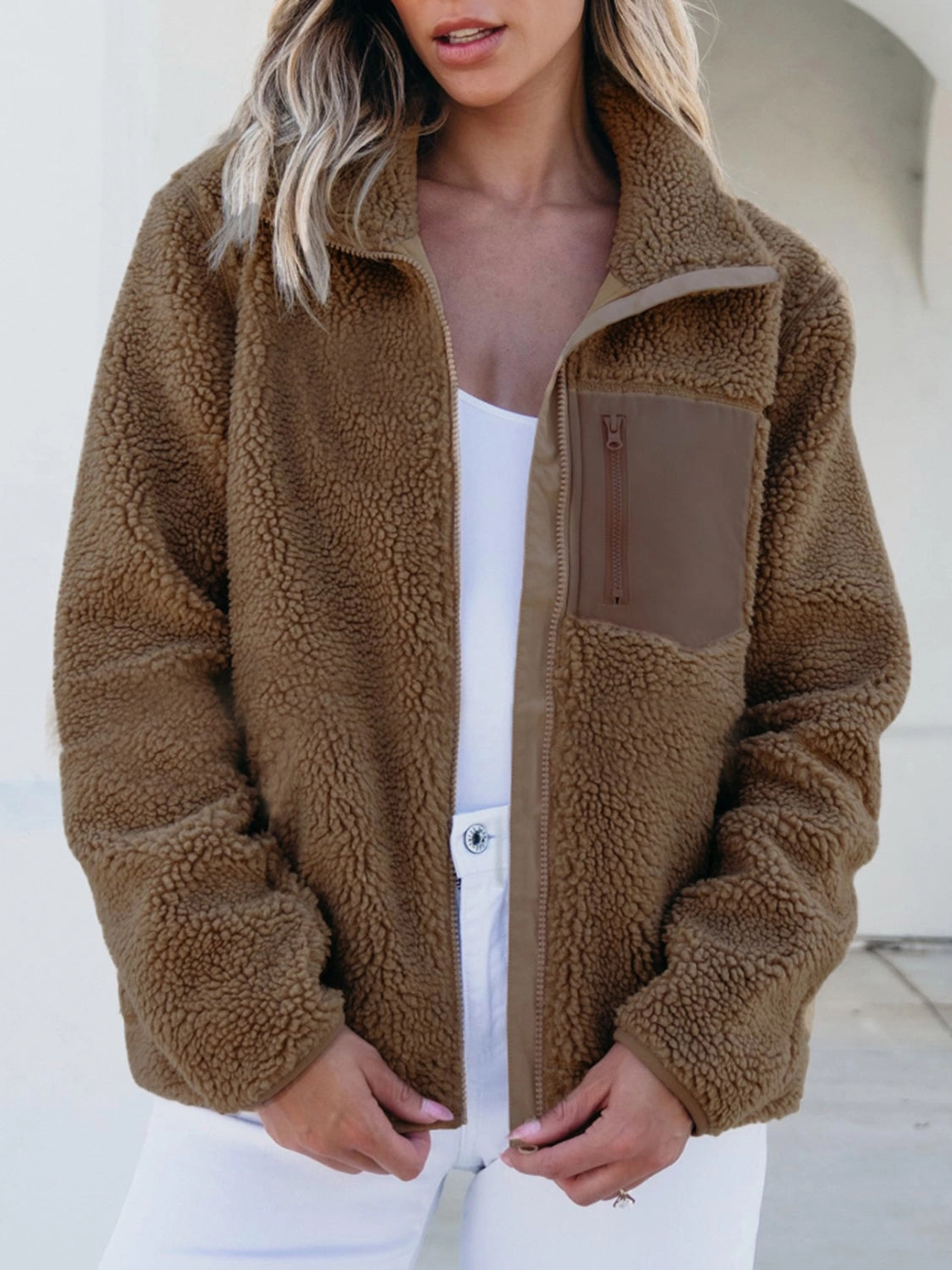 Flash Sale Now Online Exclusive Savings Zip Up Long Sleeve Plush Jacket