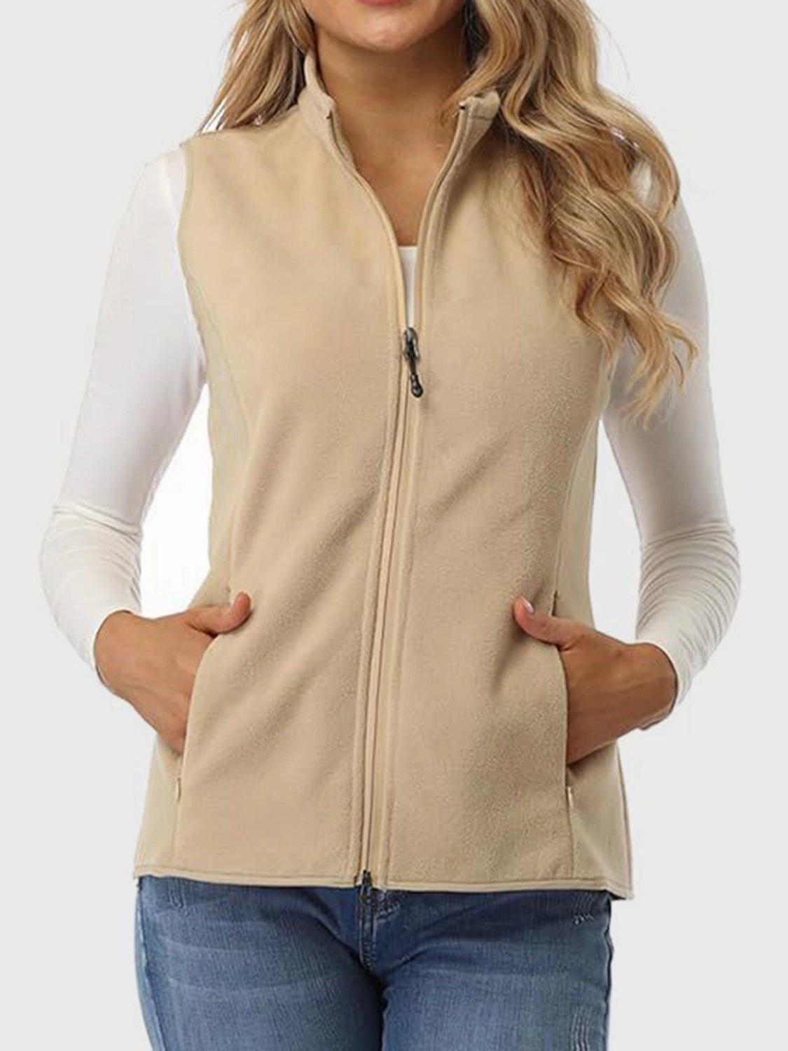 Todays Hot Pick Zip Up Turtleneck Vest With Pockets